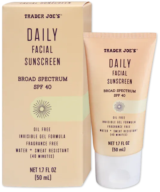 Trader Joe's Daily Facial Sunscreen SPF 40 in its tube